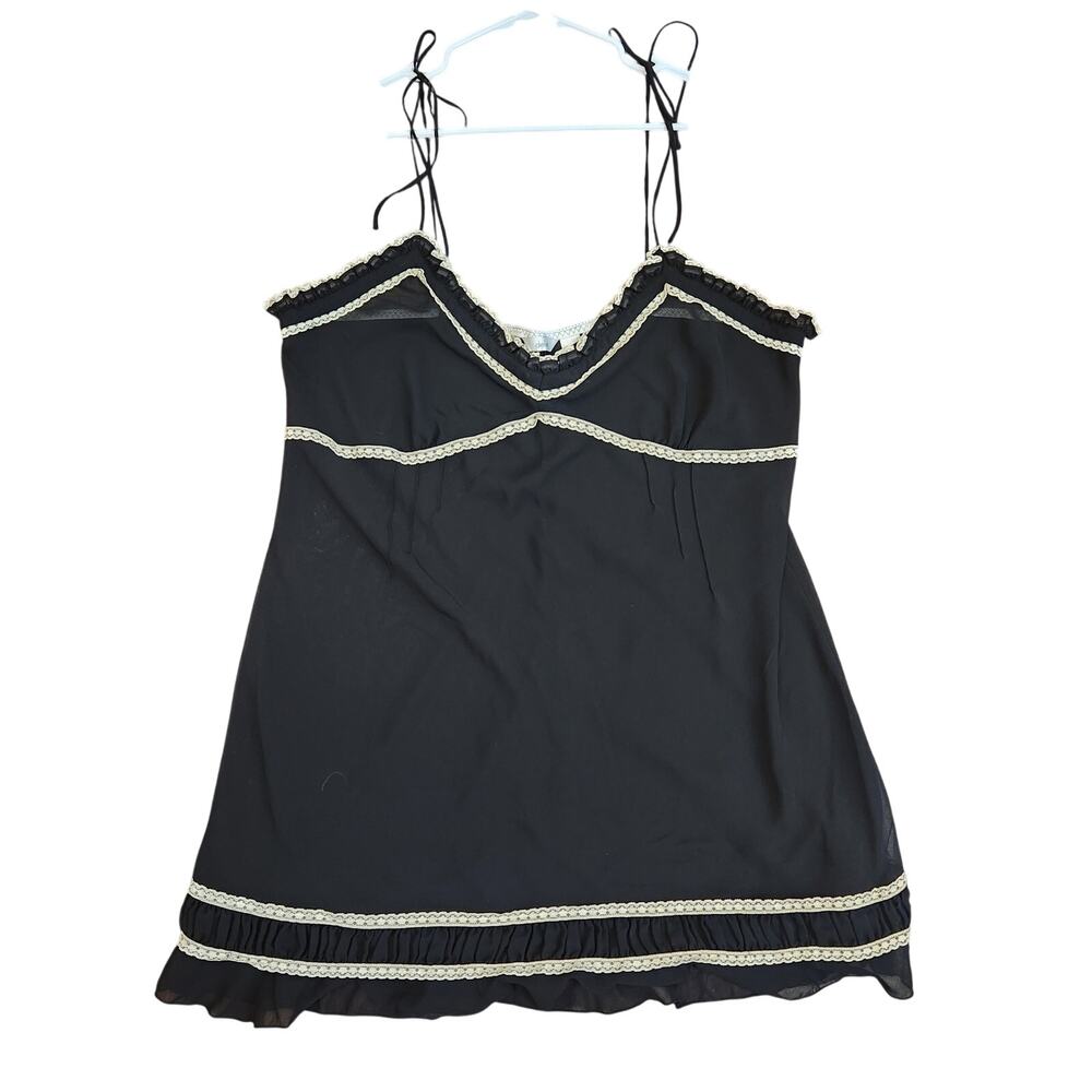 Vintage Delicates Black and White Lingerie Chemise Slip Size XL